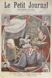 Czarina Alexandra Feodrovna (1872-1918) Amamentação Grã-duquesa Olga (1895-1918) da capa do &39;Le Petit Journal&39;, 8 de dezembro de 1895